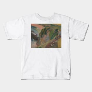 The Flageolet Player on the Cliff by Paul Gauguin Kids T-Shirt